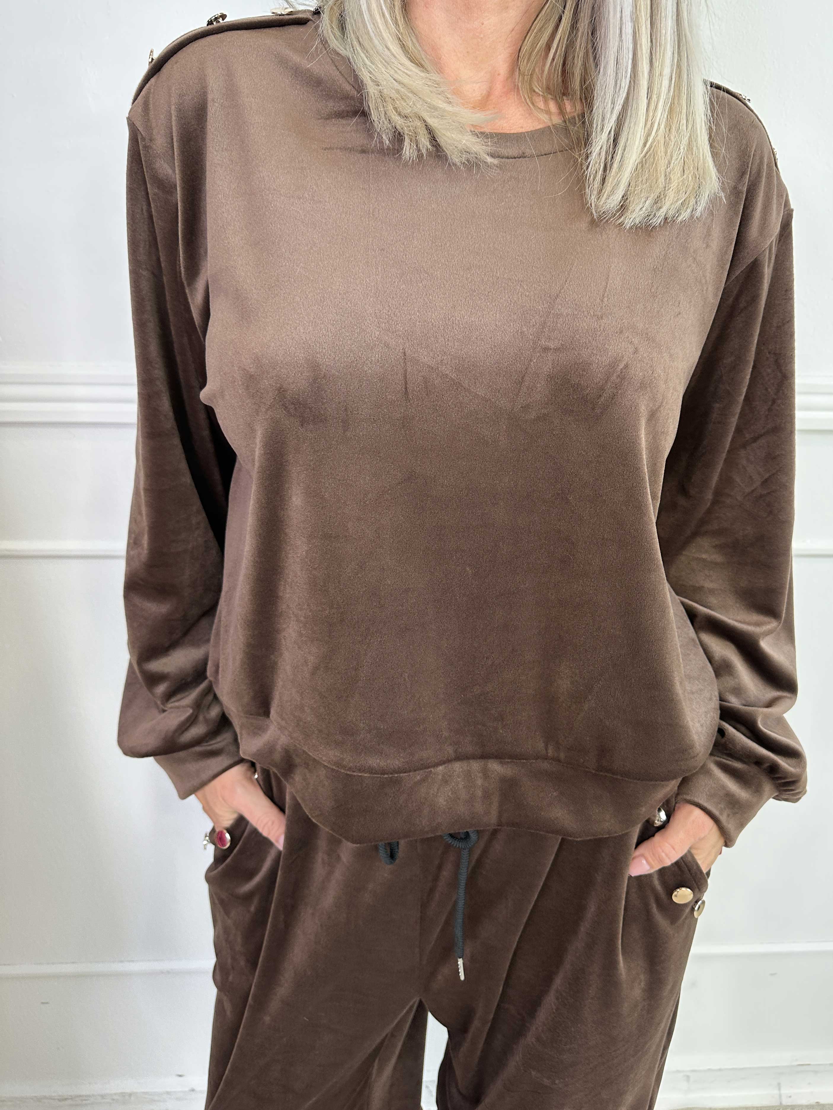 Arina - Blødt velour joggingsæt med guld knapper